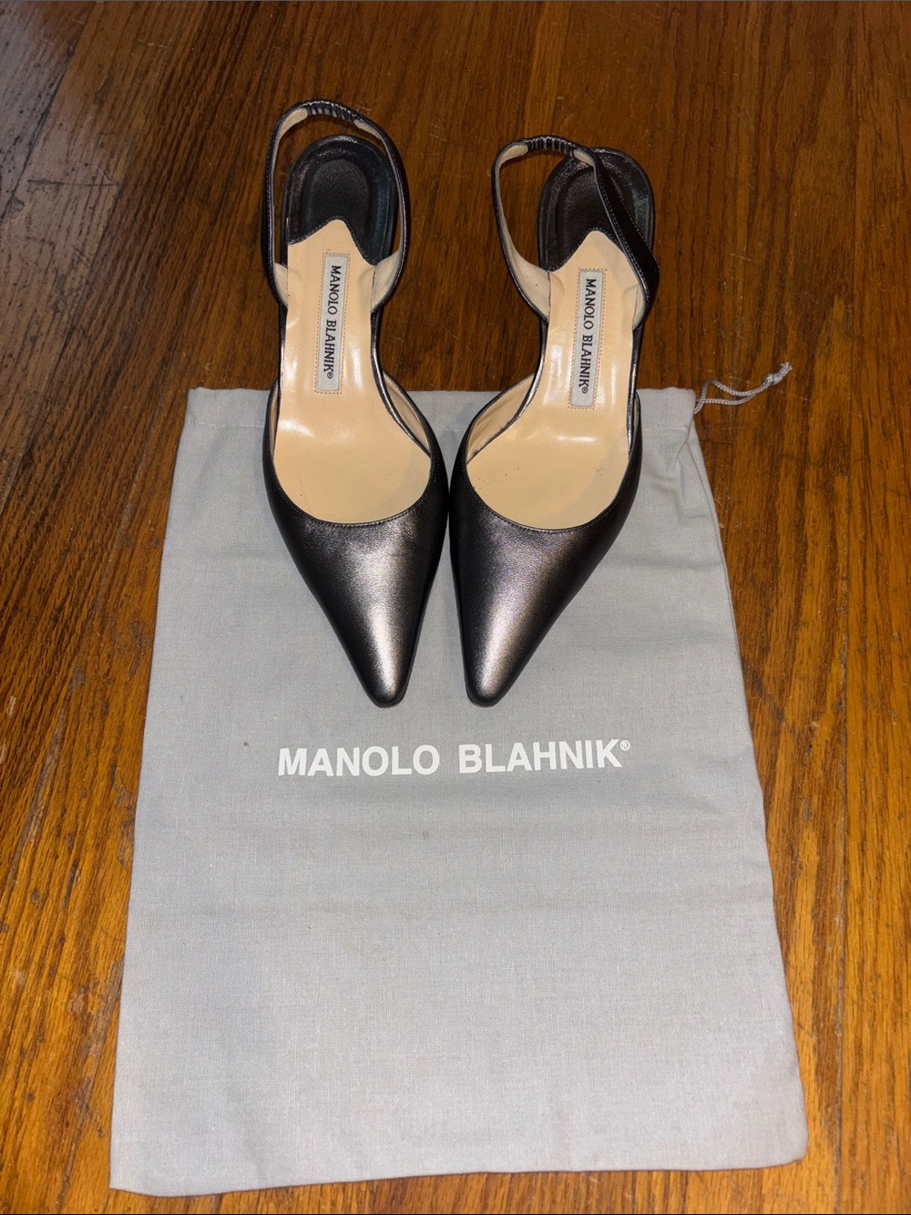 Manolo Blahnik Pointed Leather Slingback Pumps